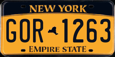 NY license plate GOR1263
