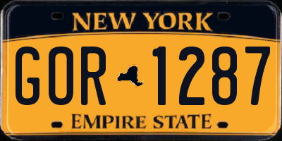 NY license plate GOR1287
