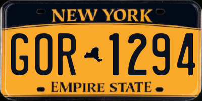 NY license plate GOR1294