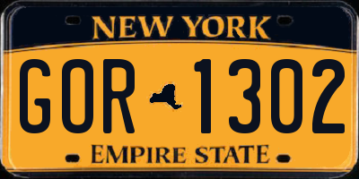 NY license plate GOR1302