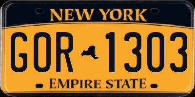 NY license plate GOR1303