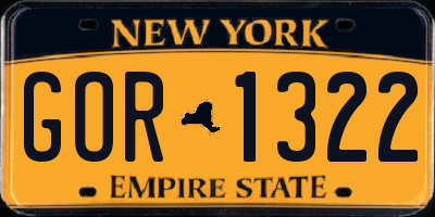 NY license plate GOR1322