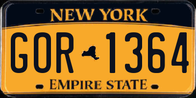 NY license plate GOR1364