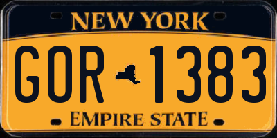 NY license plate GOR1383