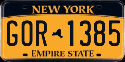 NY license plate GOR1385