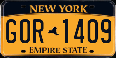 NY license plate GOR1409