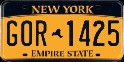 NY license plate GOR1425