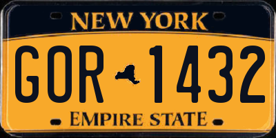 NY license plate GOR1432