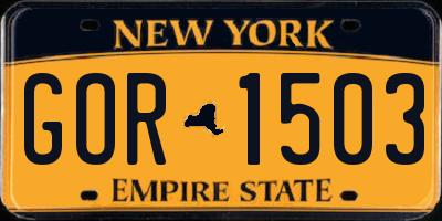 NY license plate GOR1503