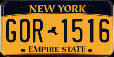 NY license plate GOR1516