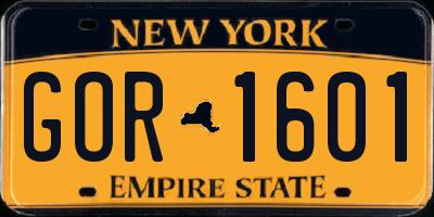 NY license plate GOR1601