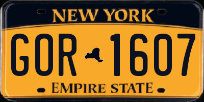 NY license plate GOR1607