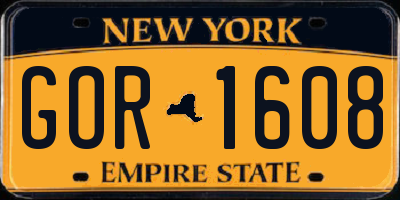 NY license plate GOR1608