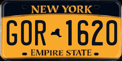 NY license plate GOR1620