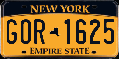 NY license plate GOR1625