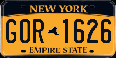 NY license plate GOR1626