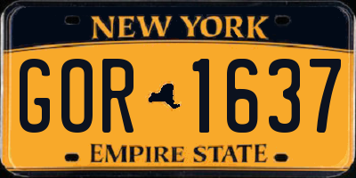 NY license plate GOR1637