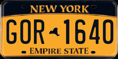 NY license plate GOR1640