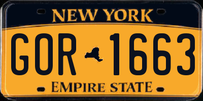 NY license plate GOR1663