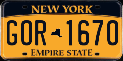 NY license plate GOR1670