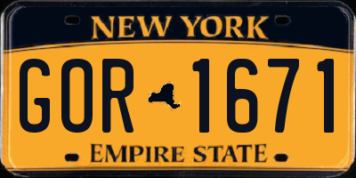NY license plate GOR1671