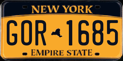 NY license plate GOR1685