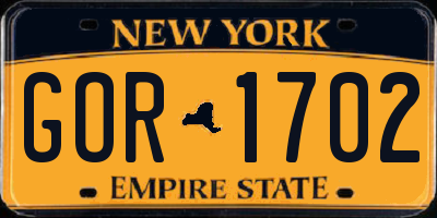 NY license plate GOR1702