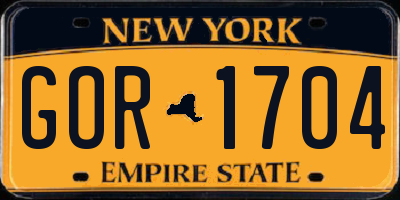 NY license plate GOR1704
