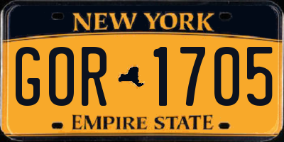 NY license plate GOR1705