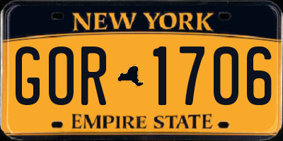 NY license plate GOR1706