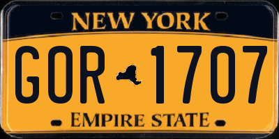 NY license plate GOR1707