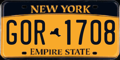 NY license plate GOR1708