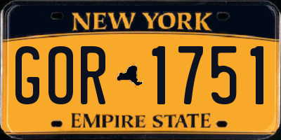 NY license plate GOR1751