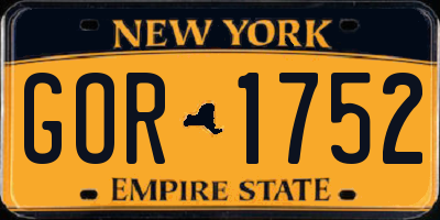 NY license plate GOR1752