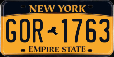 NY license plate GOR1763