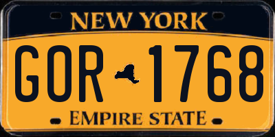 NY license plate GOR1768