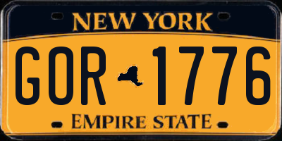 NY license plate GOR1776