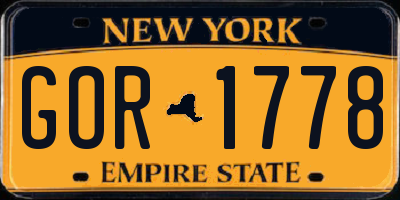 NY license plate GOR1778