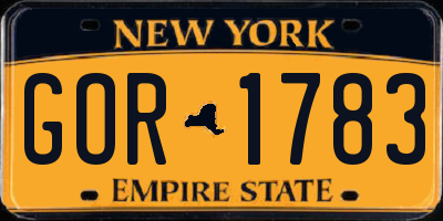 NY license plate GOR1783