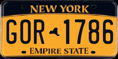 NY license plate GOR1786
