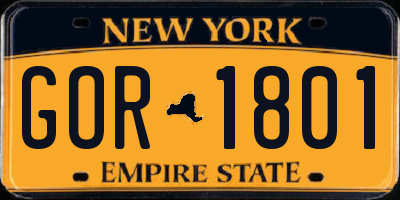 NY license plate GOR1801