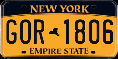 NY license plate GOR1806