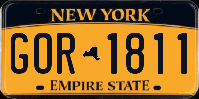 NY license plate GOR1811