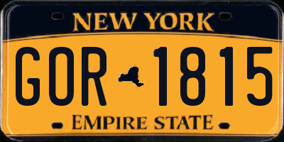 NY license plate GOR1815