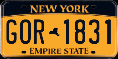 NY license plate GOR1831