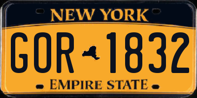 NY license plate GOR1832