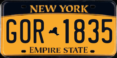 NY license plate GOR1835