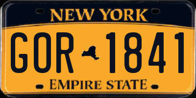 NY license plate GOR1841