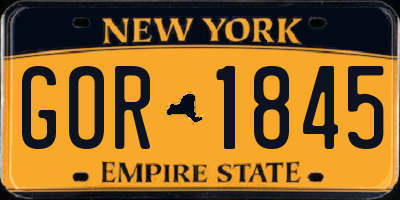 NY license plate GOR1845