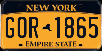 NY license plate GOR1865